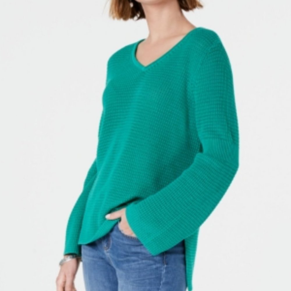 Style & Co. Womens Ribbed Trim V-Neck Sweater